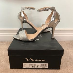 Nina Vondra Glitter Heel, Silver, 7.5M